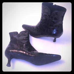 Stuart Weitzman Patent Leather Alligator Booties